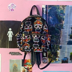 Betsey Johnson colorful skull backpack purse
